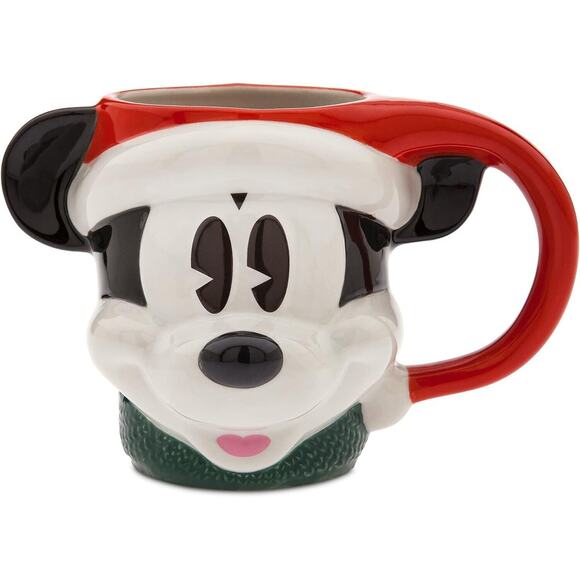 Mickey Mouse 3D Mug Disney Christmas Ceramic Cup 11oz Santa Hat Holiday Gift - Picture 1 of 2